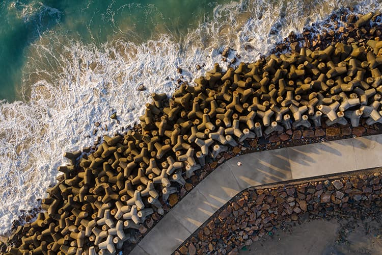 Breakwater at sea